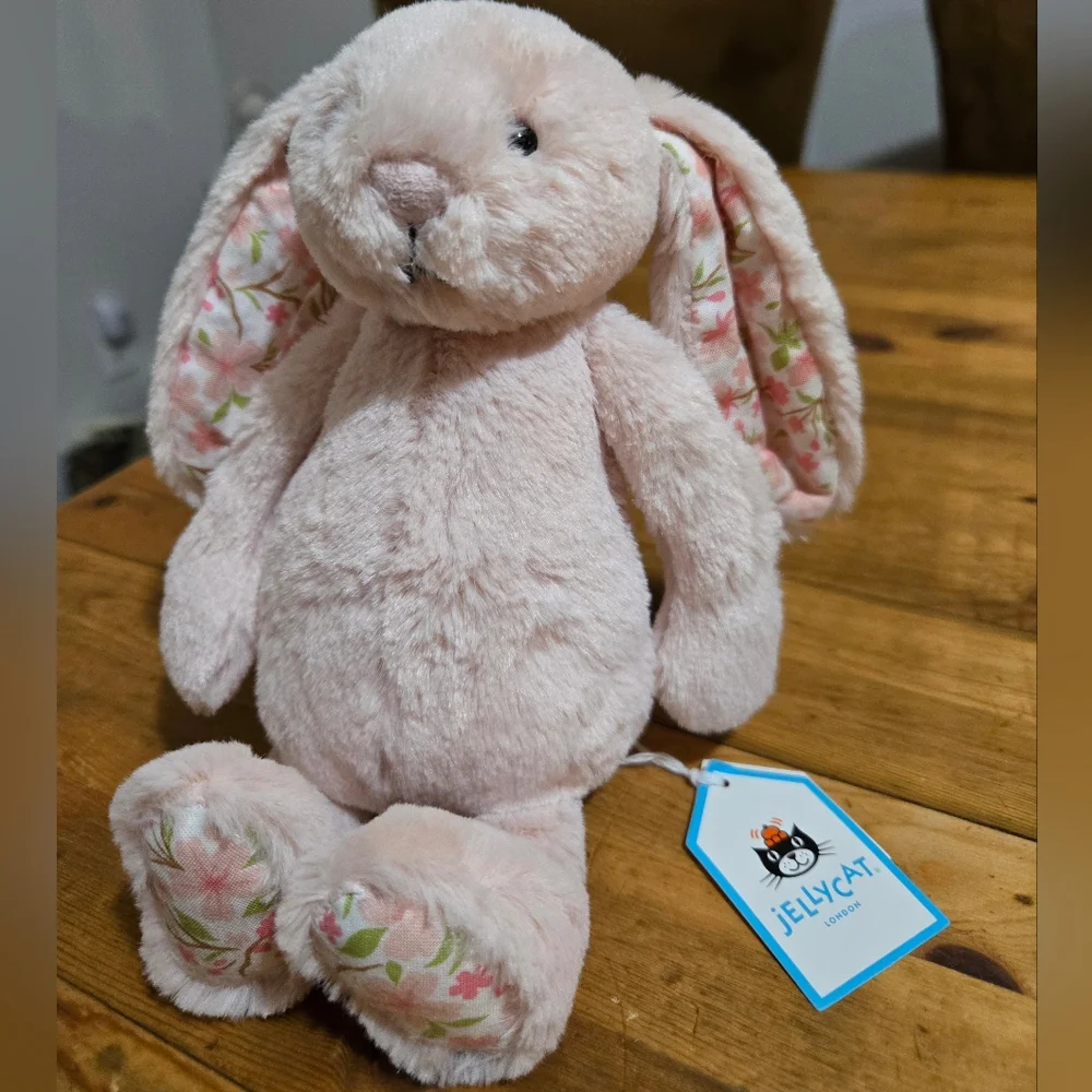 JELLYCAT Blossom Blush Bunny Cherry Little 7x4" Soft and Plush NWT - Picture 4 of 5
